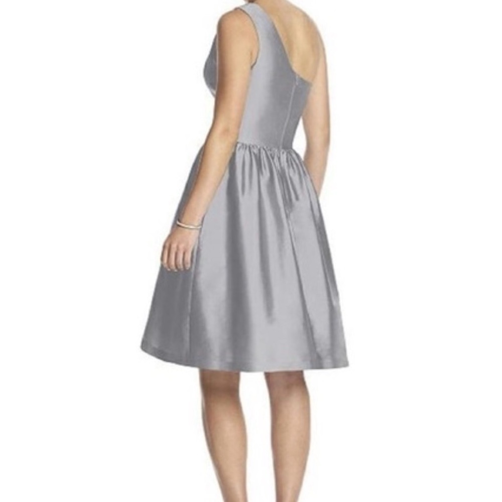 ALFRED SUNG One-Shoulder Silver Dress - Picture 2 of 6